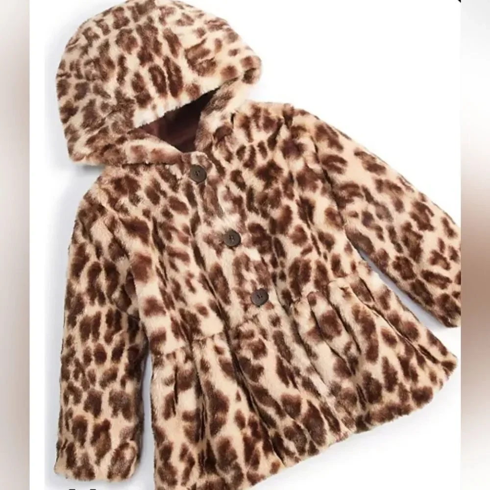 Leopard Faux Fur Coat with Hood
